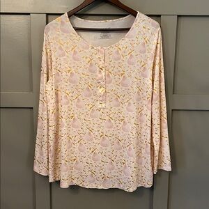 Magnetic Me Pearadise Modal Nursing Top Metallic Gold Pear Long Sleeve XL 16 -18